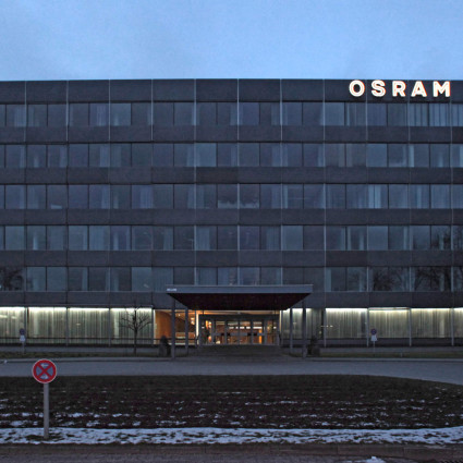 Das Osram-Gebäude während seiner Zeit als temporäre Unterkunft für Geflüchtete, 2014
