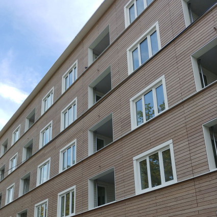 Fassade des „Münchner Wohnen“-Gebäudes, 2020