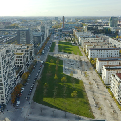 Blick von oben auf den Arnulfpark, 2020
