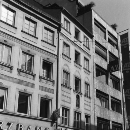 Fassade des Redaktionsgebäudes und des Druckergebäudes an der Sendlinger Straße, 1974