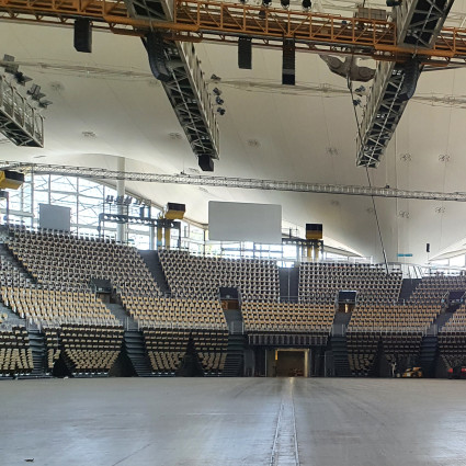 Zuschauertribüne in der Olympiahalle, 2020