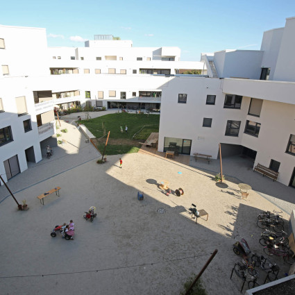 Inner courtyard of the wagnisART buildings, 2016
