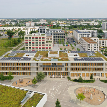 Aerial view of the primary school looking west, 2020