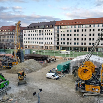 Construction site for the Zweite Stammstrecke at Marienhof, 2020
