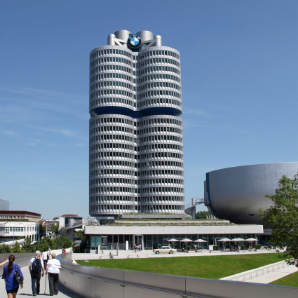 View of the so-called four cylinders and BMW Museum in northern direction