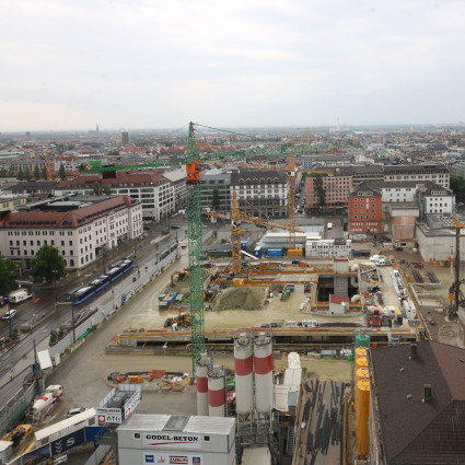 Momentaufnahme der DB-Webcam (14. Juli 2026) auf das Baufeld des Münchner Hauptbahnhofs