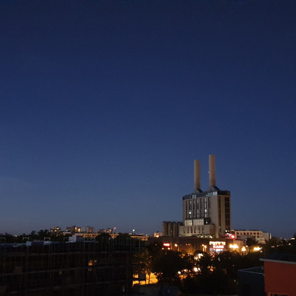View of the KRAFTWERK Power Plant from the southwest at night