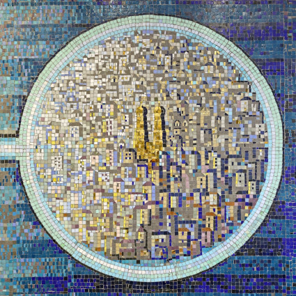Detail der Mosaikwand von Benjamin Jakob Reiser