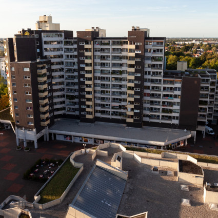 Die markante Fasssade des Marx-Zentrums, 2019