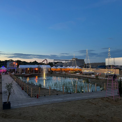 Blick auf die Zwischennutzung „Marina Monaco“, 2026