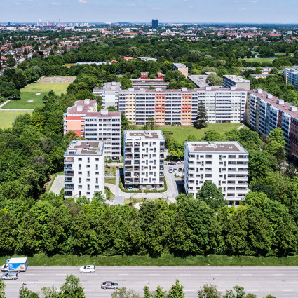 Aerial view of the redensification on Nawiaskystrasse