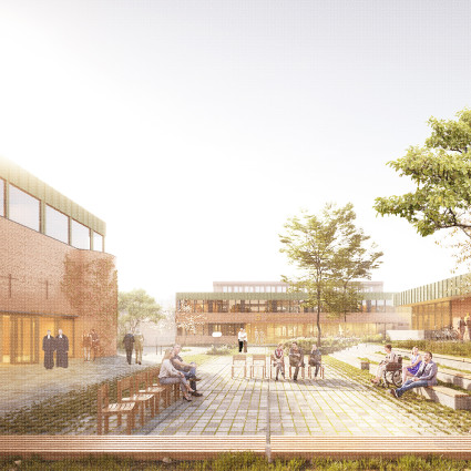 Visualisierung des 1. Preises des Architekturwettbewerbs zum Lätare-Areal 1. Preis: Steimle Architekten GmbH, Stuttgart, mit lohrer.hochrein landschaftsarchitekten und stadtplaner gmbh, München (Steimle Architekten mit vize architectural rendering)