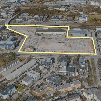 Blick auf das Gelände des Frankfurter Rings mit Umgriff der Quartiersmaßnahme, 2025