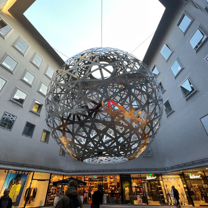 Steel sculpture "Sphere" by Ólafur Elíasson