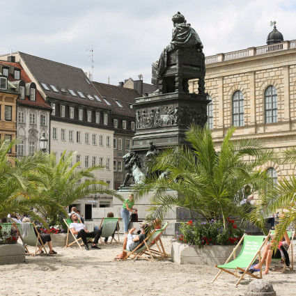 Wunschvorstellung: mehr Grün und mehr Aufenthaltsqualität, wie hier bei der Zwischennutzung „Palmengarten“, 2020