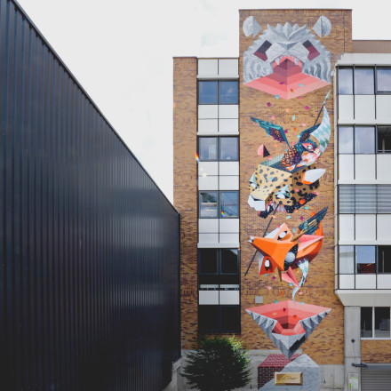 Fassadenkunst des Urban-Art-Duos „Low Bros“ in der WerkStadt Sendling